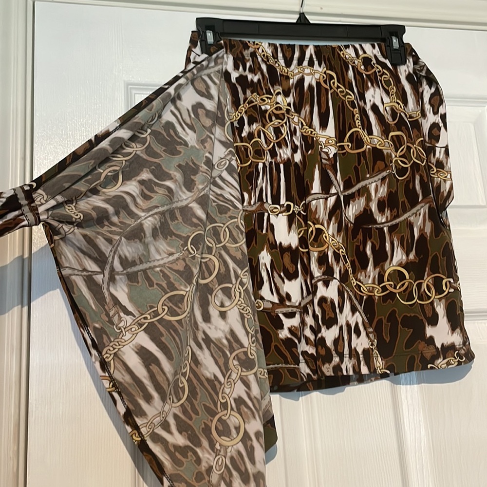 Cache Faux Wrap Skirt In Animal Print And Chain S… - image 3